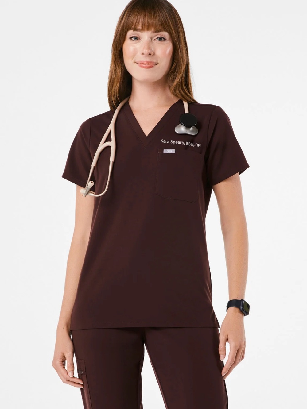 NWT Figs Espresso Women's Catarina One-Pocket Scrub Top